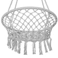 Scaun rotund tip leagan suspendat pentru casa sau gradina, cu franjuri, 150kg, gri