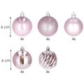 Set globuri de Craciun, 20 bucati, 5 modele, 6cm, roz