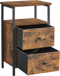 VASAGLE Noptiera cu 2 sertare pentru dormitor, design industrial, 28x38x60cm, maro si negru