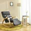 SONGMICS Scaun balansoar din lemn, suport picioare reglabil, maxim 150kg, 67x115x91cm, gri inchis