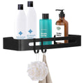 Raft de baie cu 2 agatatori, 2 sisteme instalare pe perete, aluminiu, 32x12x4cm, negru