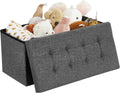 SONGMICS Taburet pliabil cu sezut moale, spatiu de depozitare 80litri, maxim 300kg, 76x38x38cm, gri