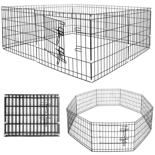 Tarc pentru animale de companie, din fier, forma configurabila, cu usa de acces, 3XL, 155x155x61cm, negru