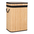 Cos de rufe din bambus cu capac, sac detasabil, volum 72L, 42x33x60cm, maro