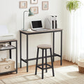 VASAGLE Set 2 scaune bar inalte, sezut rotund, cadru din otel, inaltime 65 cm, stil industrial, gri