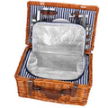 Cos de picnic echipat pentru 4 persoane Deluxe, din rachita, cu vesela si tacamuri, frigorific