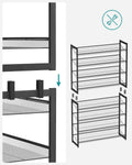 SONGMICS Raft pentru pantofi suprapozabil, pe 8 nivele, din metal, cu rafturi reglabile, pentru 32-40 perechi, 31x 92x163cm, negru