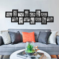Rama foto de perete, colaj de 14 fotografii, 36x118cm, negru