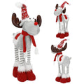 Figurina Craciun, Ren, picioare telescopice, iluminare LED, 61cm