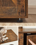 FEANDREA Mobilier 2 in 1 pentru pentru pisici cu cusca, ascunzatoare si loc de joaca, 58x50x140cm, maro vintage