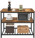 VASAGLE Raft de bucatarie tip insula, cadru de otel cu 3 nivele, stil industrial, 60x120x90cm, maro