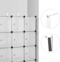 SONGMICS Unitate de depozitare cu 12 cuburi, pentru pantofi sau haine, personalizabil, 31x93x123 cm, alb transparent