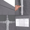 Cort de gradina 300x600 cm, 6 pereti detasabili cu ferestre si usa, structura metalica, PE impermeabil, gri