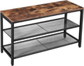VASAGLE Raft pentru pantofi, cu 2 nivele, metal, 80x30x44cm, stil industrial, maro rustic si negru
