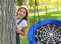 Leagan tip cuib Spider, 100cm, inaltime reglabila, 150 kg, Albastru Negru