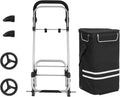 SONGMICS Carucior de cumparaturi piata, pliabil, compartiment frigorific, multifunctional, 44x35x100 cm, negru
