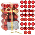 Set globuri de Craciun, 30 bucati, 3 modele, 3cm, rosu