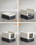 FEANDREA Litiera pentru pisici cu capac, tava extensibila, pentru pisici de pana la 15 kg, 54x43x38cm, bej negru