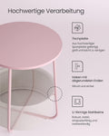 VASAGLE Masuta de cafea rotunda cu cos de stofa, stil modern, 45x50cm, roz cu bej