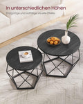 VASAGLE Set de 2 mese de cafea, stil industrial, 50x40cm si 40x36cm, negru