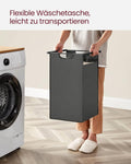 VASAGLE Cos de rufe, cu 2 saci detasabili, 2 rafturi, capacitate de 46L per sac, 73x33x92cm , negru si gri
