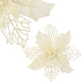 Set 10 ornamente pentru bradul de Craciun, stea Poinsettia, 16cm, crem
