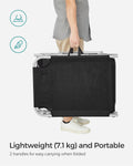 SONGMICS Sezlong pliabil, cu parasolar si tetiera, spatar reglabil in 4 pozitii, maxim 150kg, 193x53x29cm, negru