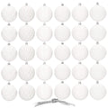 Set globuri de Craciun, 30 bucati, 8cm, 6 modele, alb