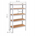 Raft cadru metalic modular pentru depozitare, 5 polite, 180x90x40cm, sarcina 875kg