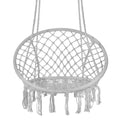 Scaun rotund tip leagan suspendat pentru casa sau gradina, cu franjuri, 150kg, gri
