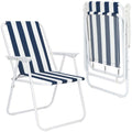 Scaun de plaja Sersimo GC050, pliabil, 100kg, 52x74cm, alb albastru