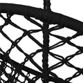 Scaun rotund tip leagan suspendat pentru casa sau gradina, cu franjuri, 150kg, negru