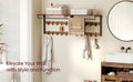 VASAGLE Raft de perete tip cuier, 10 carlige detasabile, sina pentru haine, 30x65x42cm, maro rustic si negru