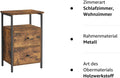 VASAGLE Noptiera cu 2 sertare pentru dormitor, design industrial, 28x38x60cm, maro si negru