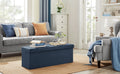 SONGMICS Taburet pliabil cu sezut moale, spatiu de depozitare 131litri, maxim 300kg, 110x38x38cm, albastru inchis