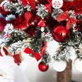 Set 6 ornamente pentru bradul de Craciun, fundita, 8cm, rosu cu sclipici