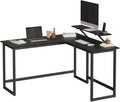 VASAGLE Birou in forma de L cu suport pentru monitor, cadru metalic, 140x130x76cm, negru