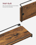 VASAGLE Set de 2 rafturi plutitoare de colt in forma de L, stil industrial, 40x29x14cm, maro rustic și negru