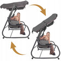 Balansoar gradina 226x126x192 cm, 3 in 1 leagan, pat si relaxare, cu plasa anti-insecte, copertina reglabila, saltea si perne incluse, gri si maro