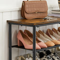 VASAGLE Suport pantofi 75x30x91 cm, 5 niveluri, rafturi textile si blat PAL, cadru metalic, maro rustic si negru