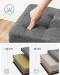 SONGMICS Taburet pliabil 30x30x30 cm, cu spatiu de depozitare, capac tapitat, MDF si imitatie in, gri