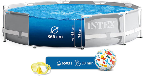 Piscina cadru metalic Intex Prisma Frame, 366x76 cm, 6.500 litri, cu pompa de filtrare