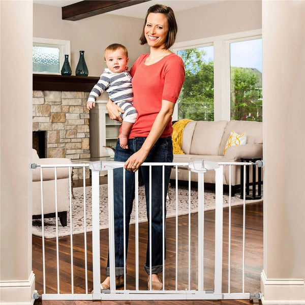 Poarta de siguranta Safety Gate pentru scari, ajustabila 83-92 cm, din otel, alba