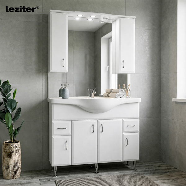 Leziter Set mobilier baie Bianca Plus 105, alb lucios