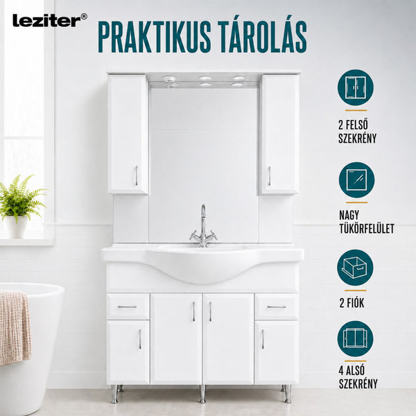 Leziter Set mobilier baie Bianca Plus 105, alb lucios