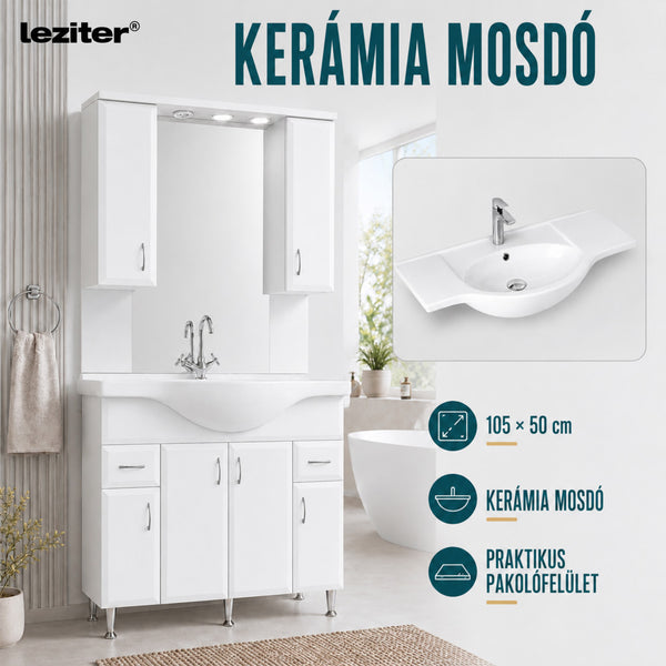 Leziter Set mobilier baie Bianca Plus 105, alb lucios