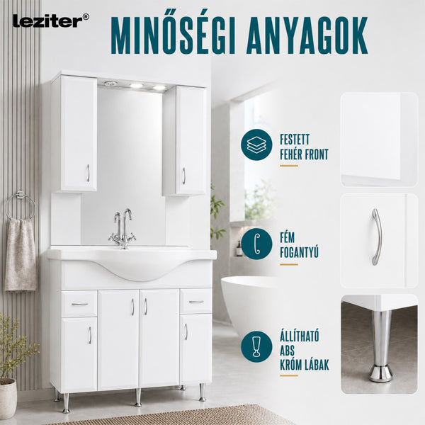 Leziter Set mobilier baie Bianca Plus 105, alb lucios