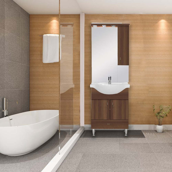 Leziter Set mobilier baie Bianca Plus 65, Aida nuc, deschidere pe dreapta
