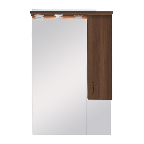 Leziter Dulap baie cu oglinda Bianca Plus 65, suspendat, Aida nuc, dreapta