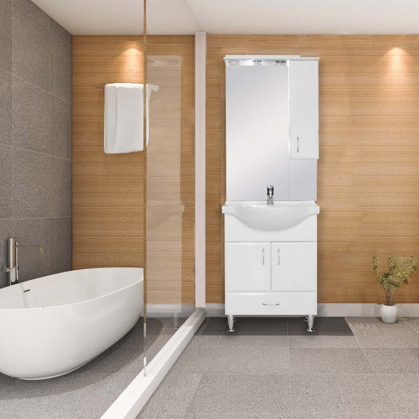 Leziter Set mobilier baie Bianca Plus 65, alb lucios, deschidere pe dreapta